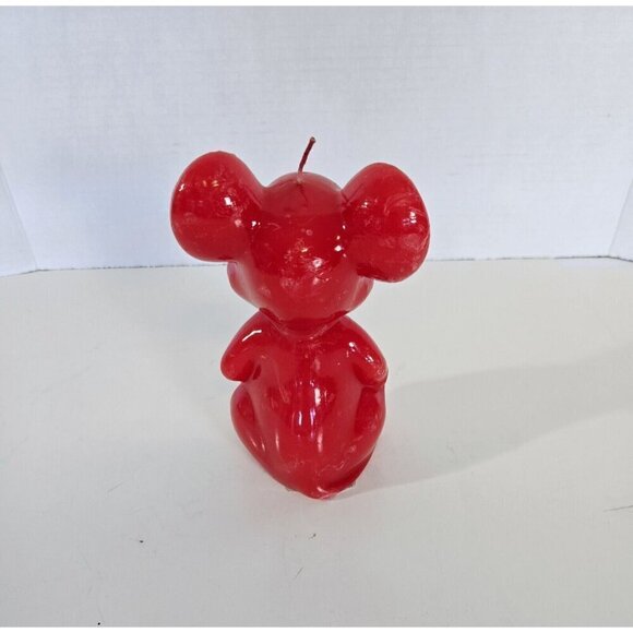Vintage Candle Christmas Mouse Red With Green Sequin Eyes - Picture 3 of 7